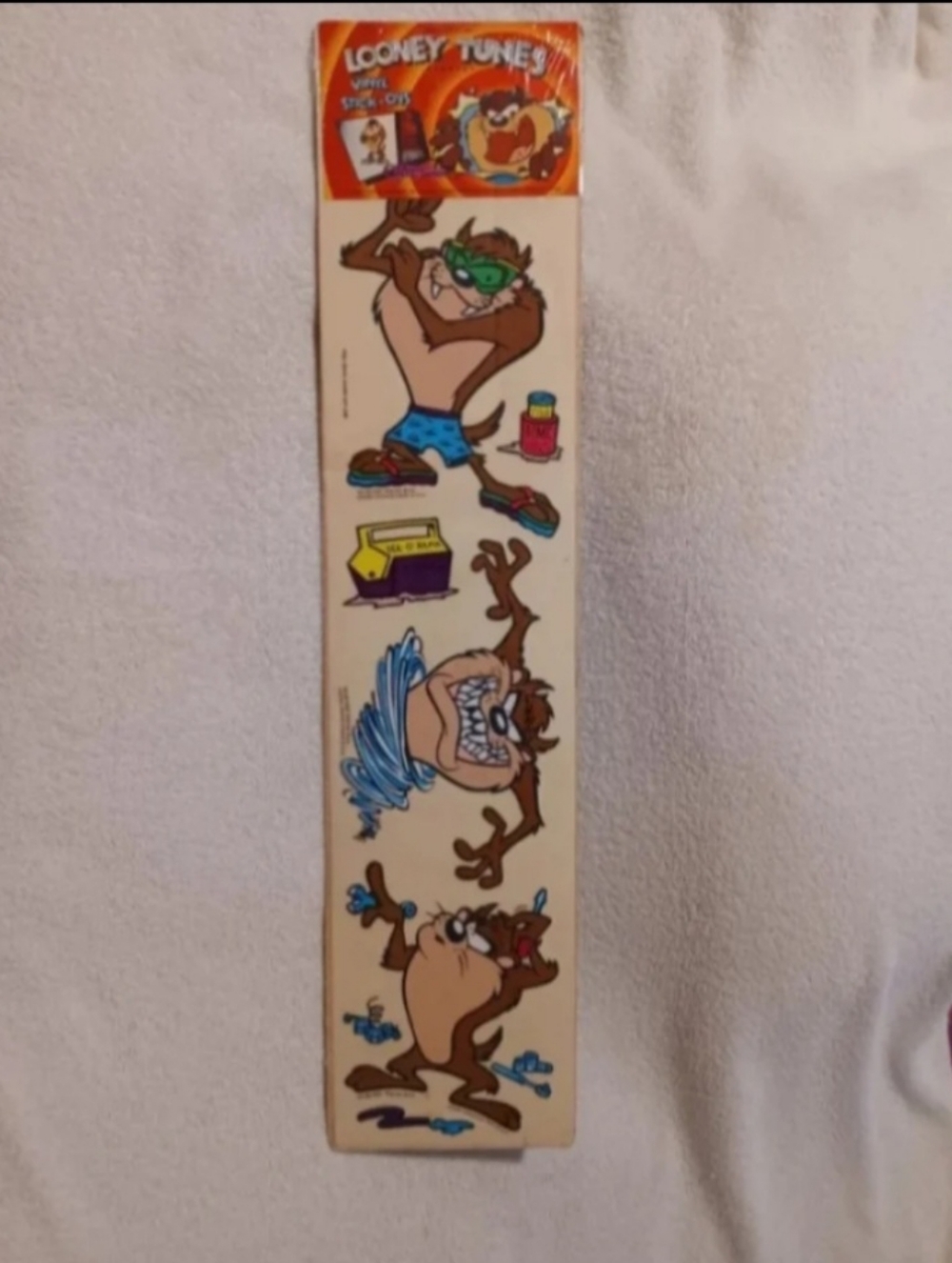 Vintage Looney tunes Tasmanian Devil vinyl stick ons auto decals # 2